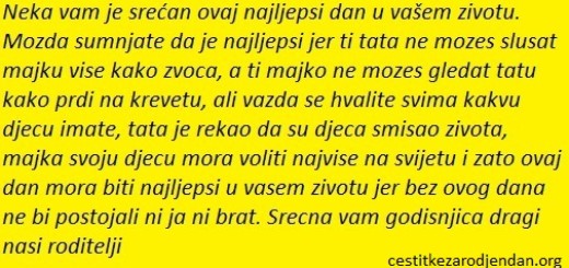 cestitka roditeljima za godisnjicu braka
